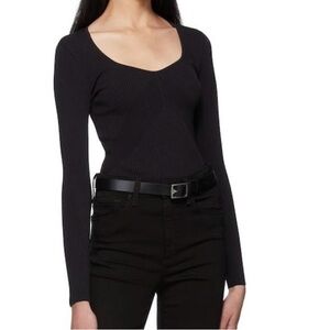 rag & bone Black Ribbed Long Sleeve Top